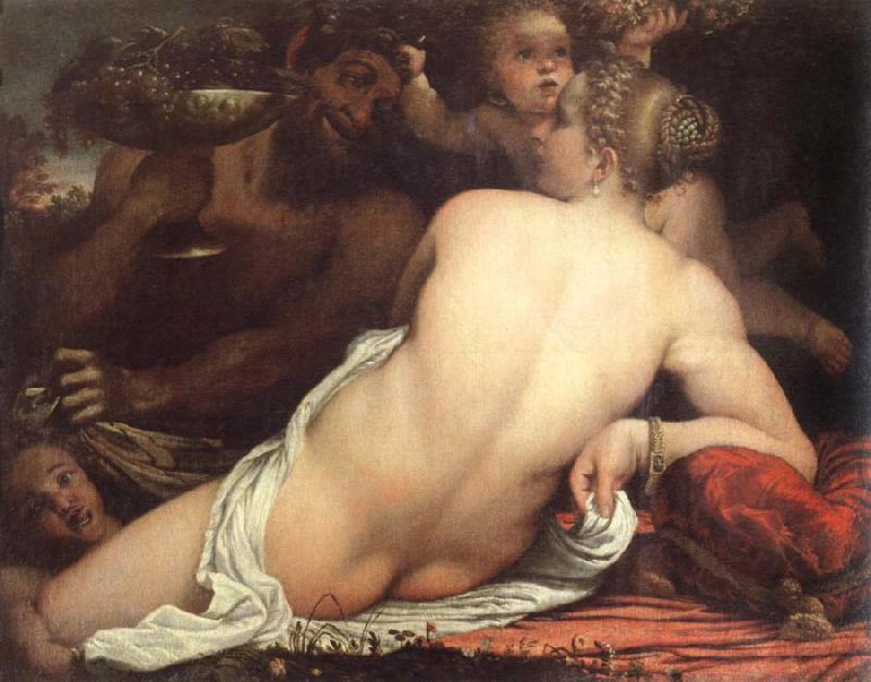 Annibale Carracci venus with a satyr and cupids Germany oil painting art